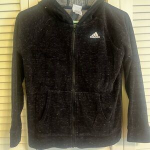 adidas Black Youth Full-Zip Hooded Sweatshirt